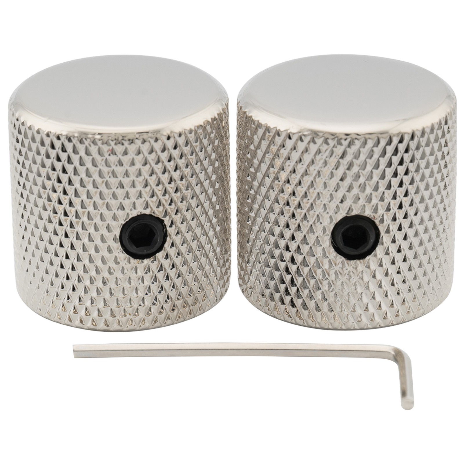 Musiclily Pro 2Pcs Nickel 1/4" Steel Fine Knurled Flat Top Universal Guitar Knob