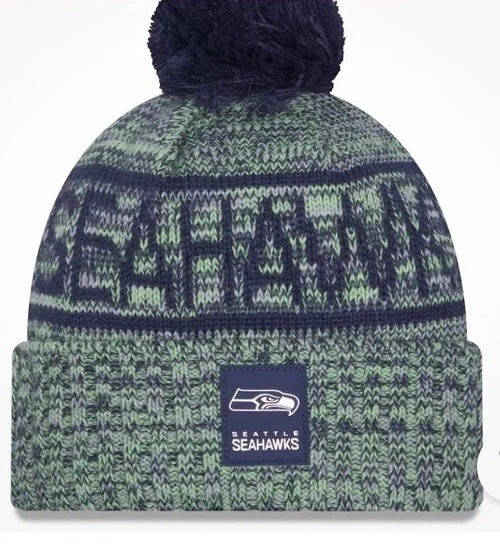 Seattle Seahawks Authentic New ERA  Beanie Winter Cap Hat Pom 2025 Sideline NFL