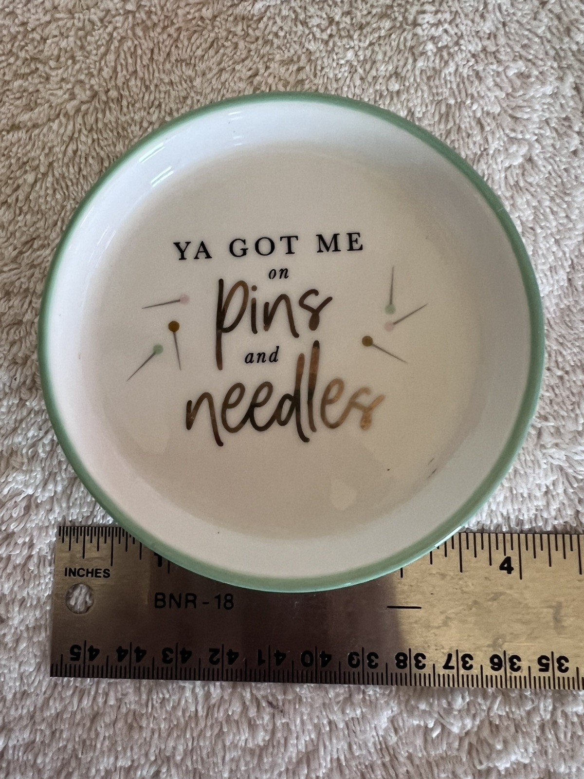 Sew-ology Crazy Quilter! Pins and Needles Ceramic Pin/Needle Dish - NEW