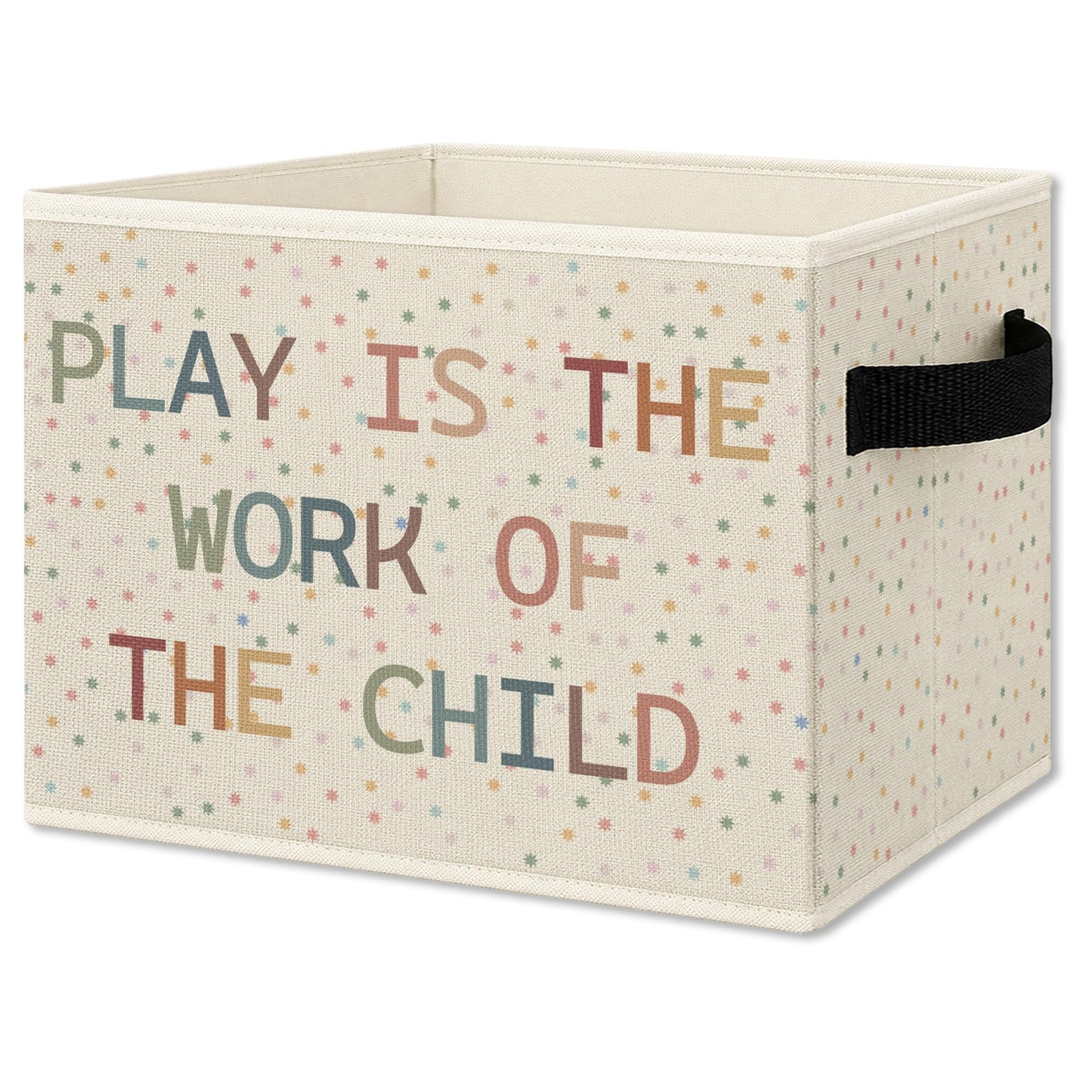 Boho Nursery Foldable Storage Bins Box with Handles, Kids Playroom Decor, Pla...