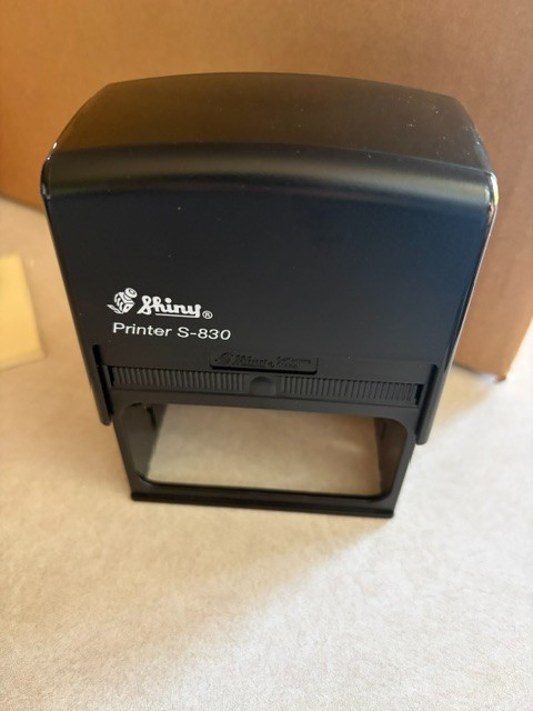 Shiny S-830 self inking stamper, used, black ink pad