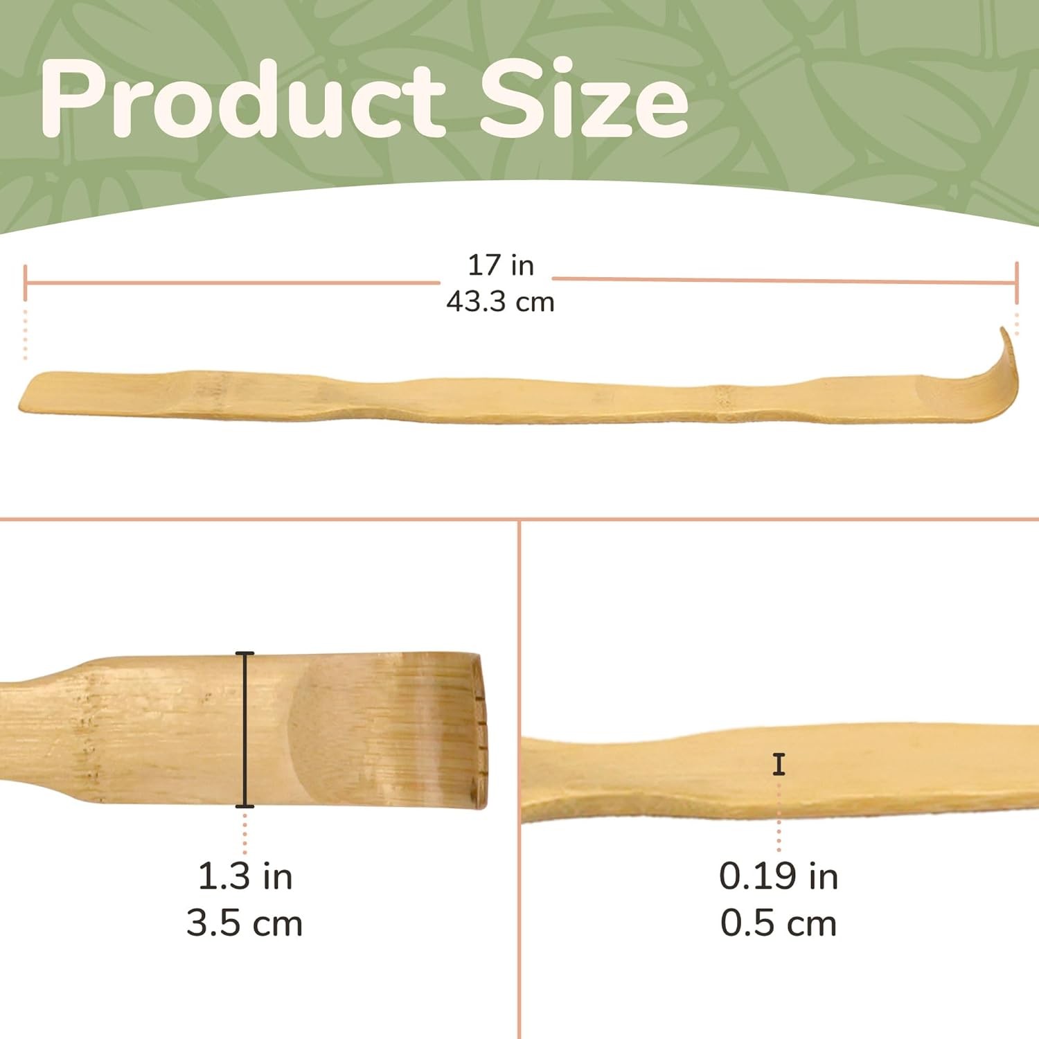 BambooMN 17 Inch Bamboo Wooden Back Scratchers Shoe Horn for Itchy Stress Relief