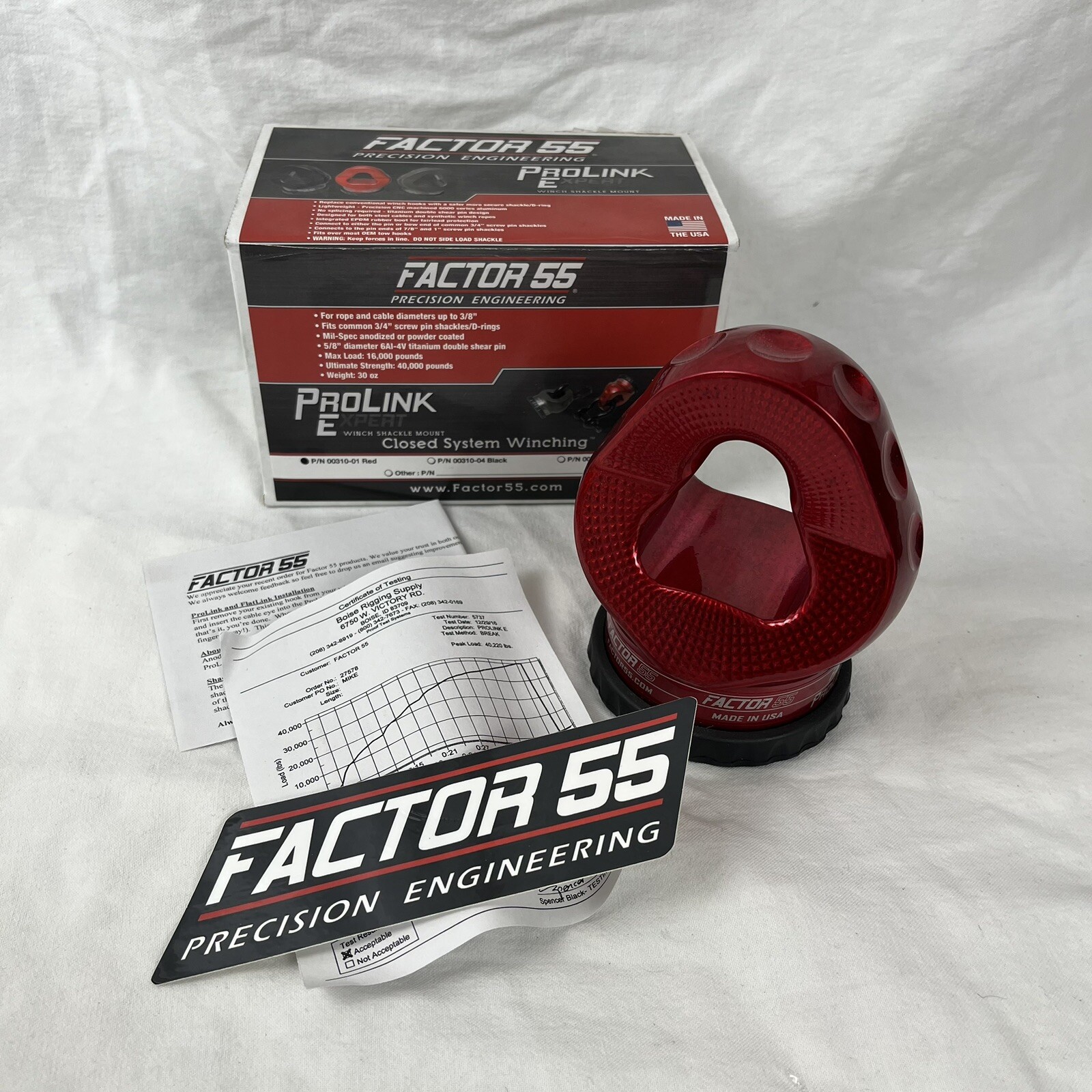 Factor 55 ProLink E Red Shackle Mount 00310-01 Offroad Overlanding Recovery