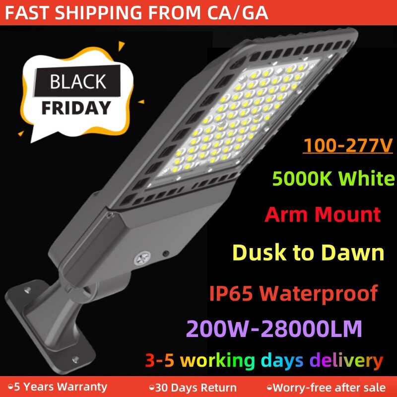 200-Watt LED Parking Lot Shoebox Light Outdoor Dusk to Dawn Street Area Lights