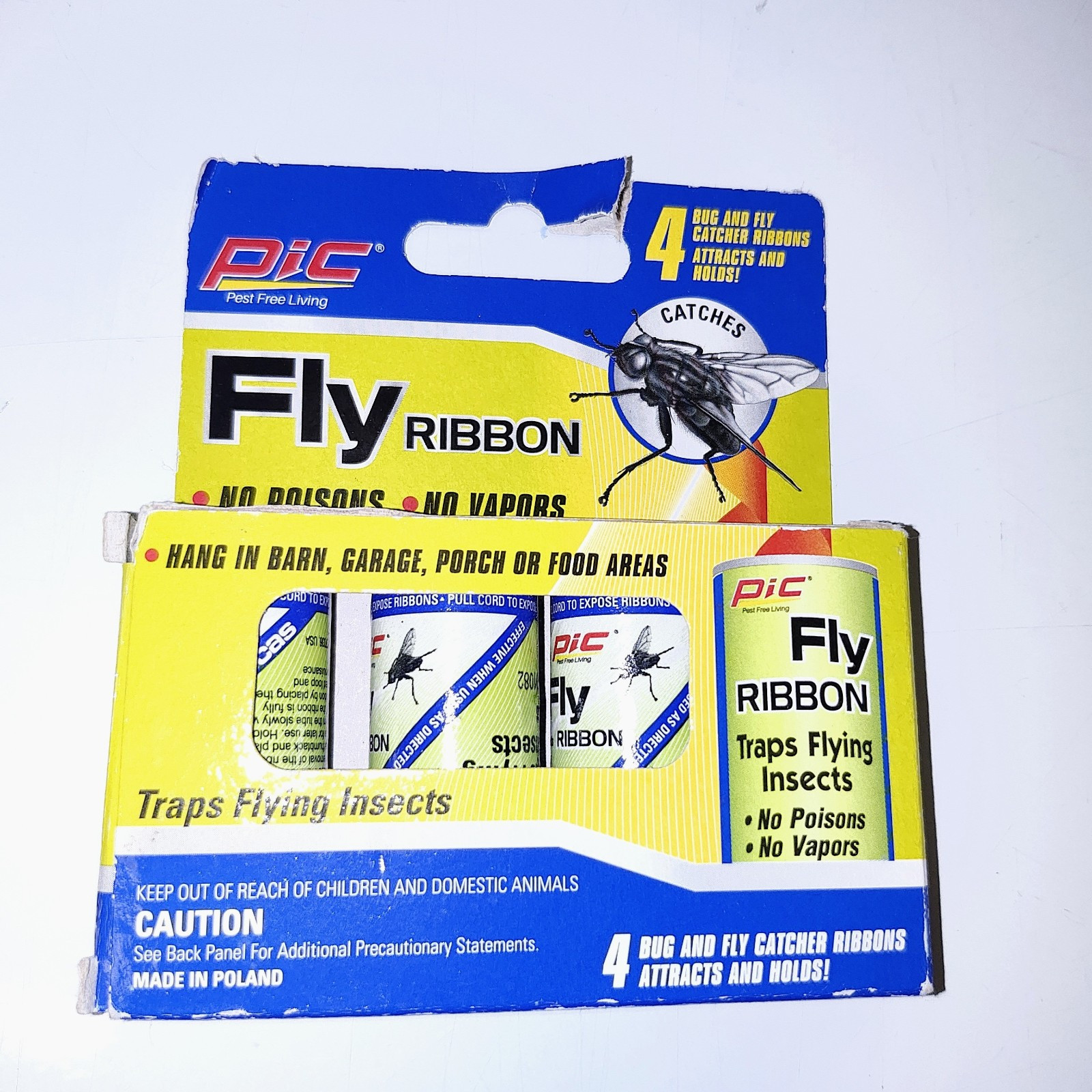 4 Pack Pic Fly Ribbon No Poison No Vapors Fly Trap New