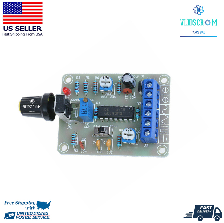 DIY DC 12V ICL8038 Monolithic Function Signal Generator Sine 50-5KHz Square Tri