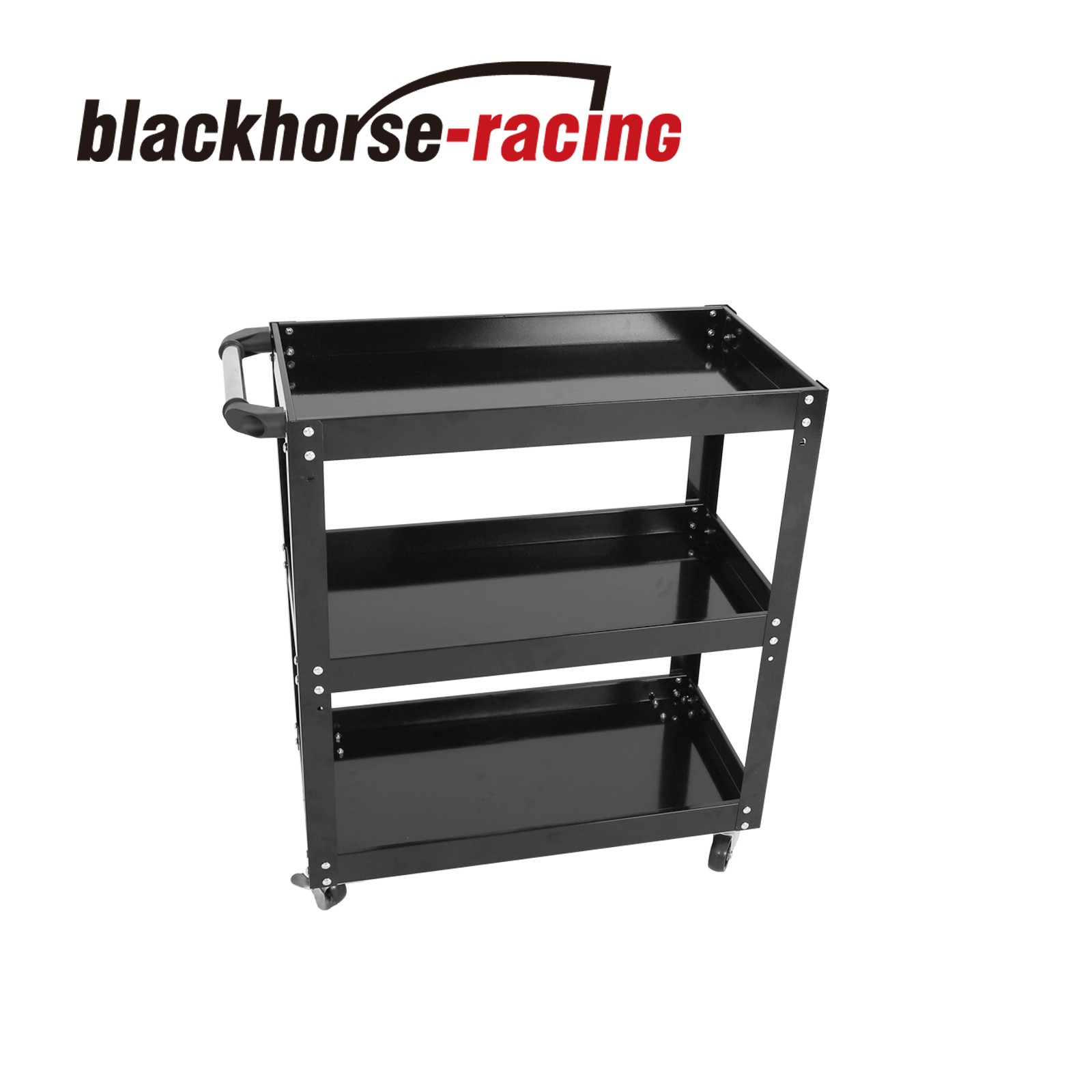 3-Tier Shelves Rolling Tool Cart Utility Mechanic with Lockable 330lbs Black