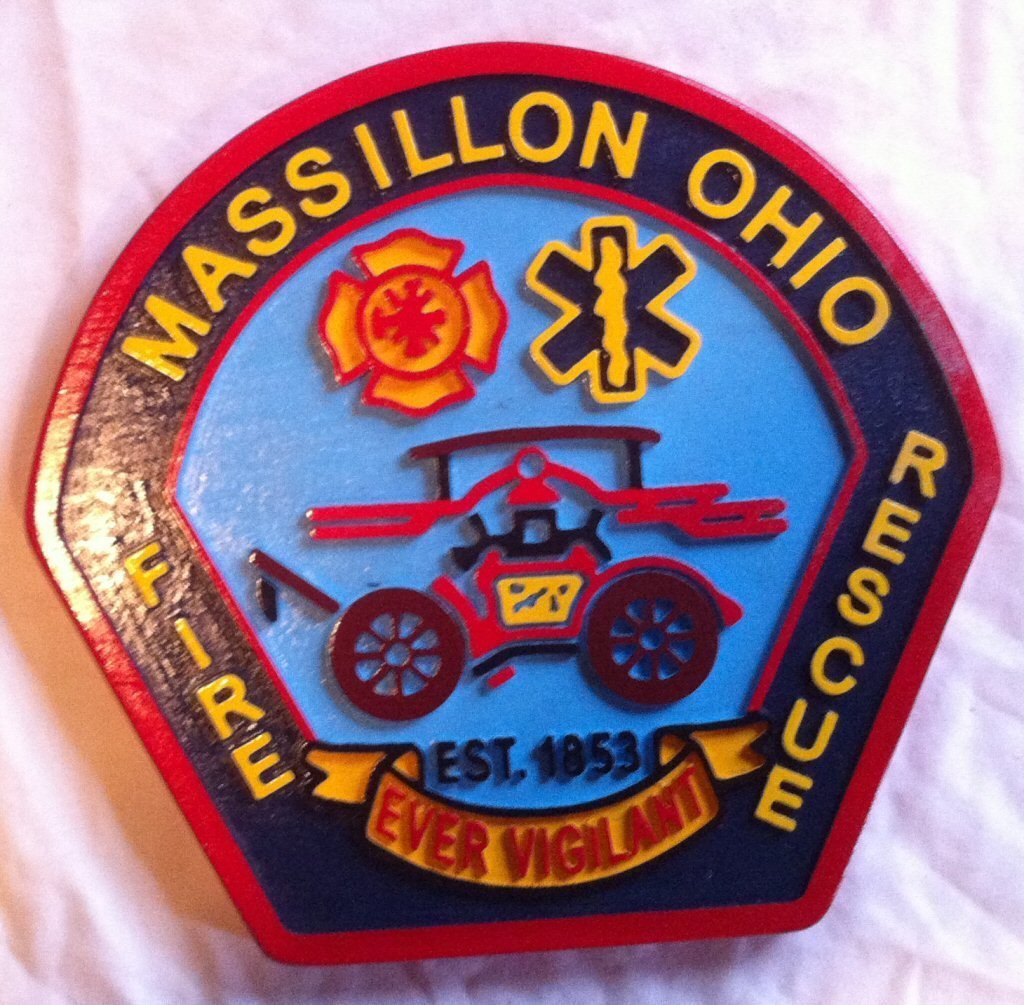 Fire Department Massillon routed plaque wood patch sign Custom carved