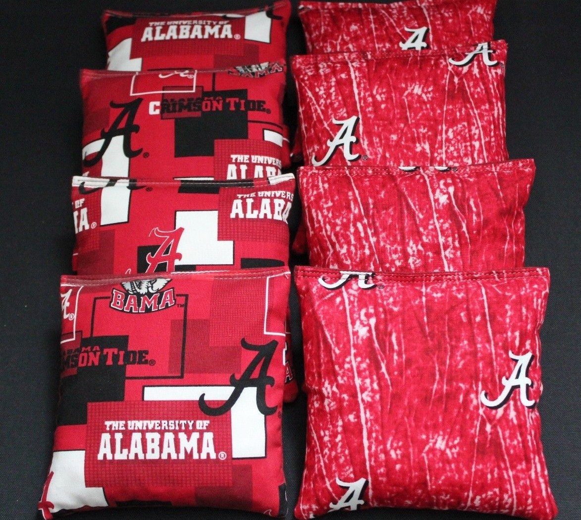CORNHOLE BEANBAGS made w University of ALABAMA CRIMSON TIDE Fabric ACA Reg Bags