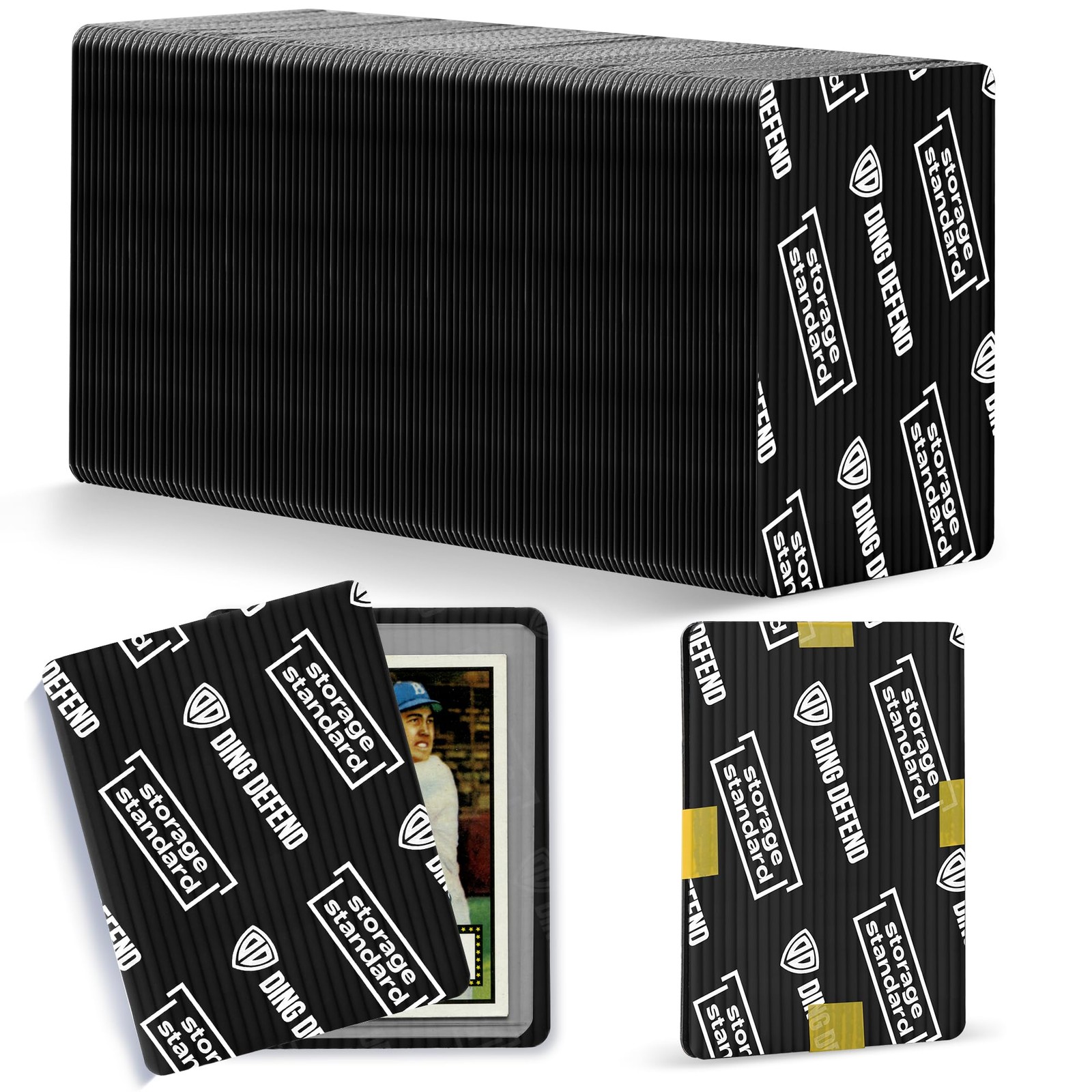 Ding Defend 110-Pack Trading Card Protector Shipping - 3.5 x Black - 110 Pack