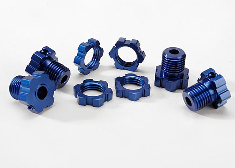 Traxxas 5353X - 17mm Aluminum Splined Wheel Hub Set, Blue (4)