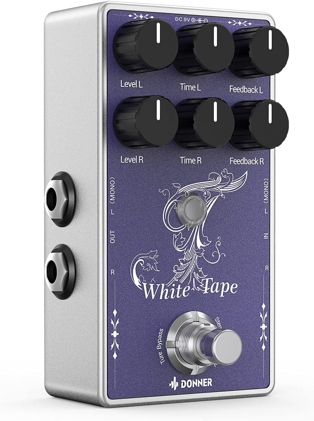 Donner White Tape Stereo Delay Pedal, Analog Delay with Echo Effect, True Bypass