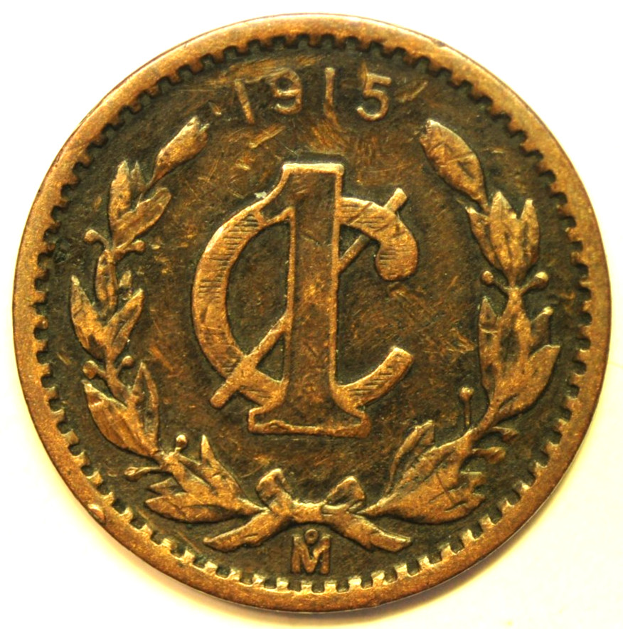 mw30287 Mexico Bronze Centavo 1915 Mo    KM#415   SCARCE !!!