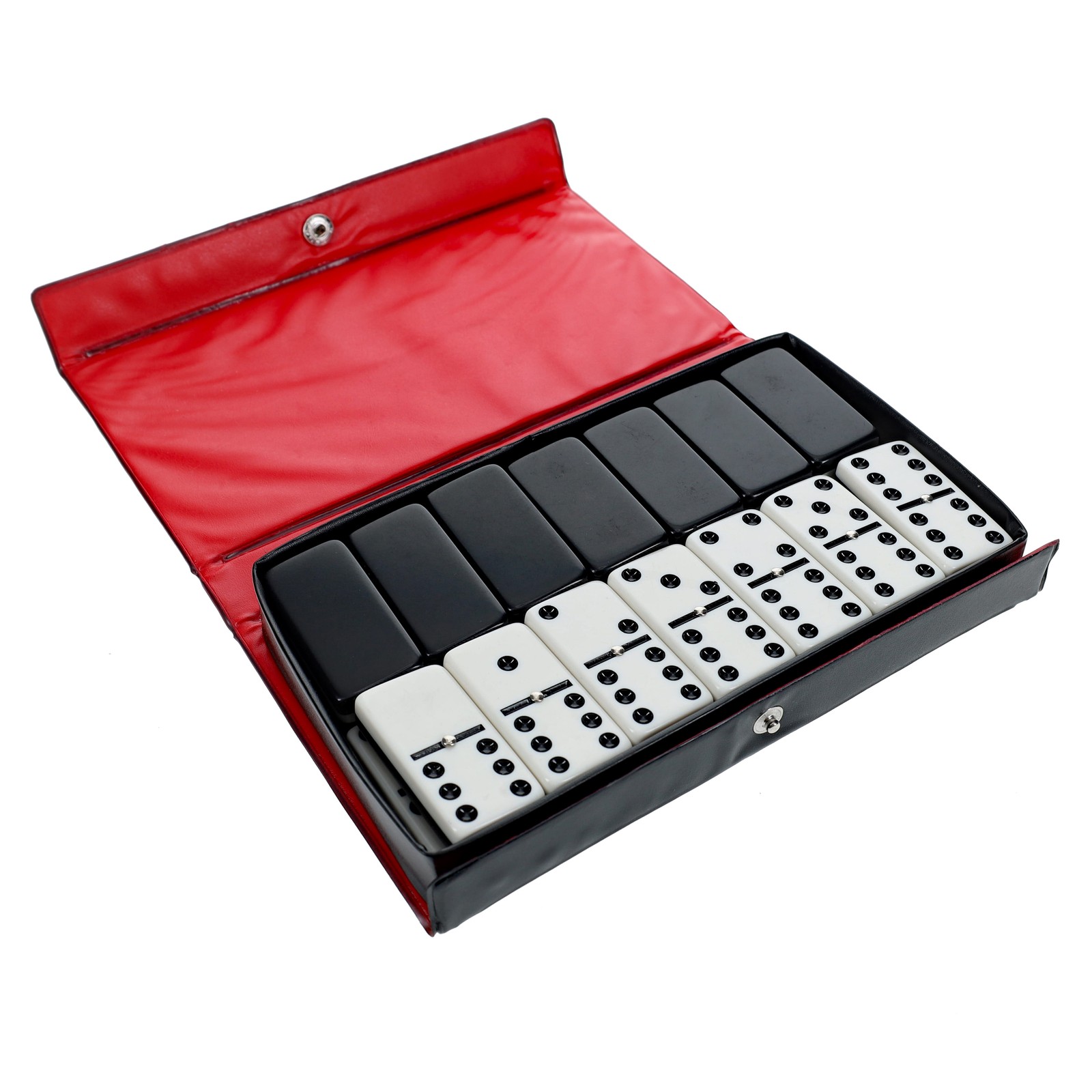 WE Games Two-Toned Black & White Double 6 Dominoes with Spinners - Club Size