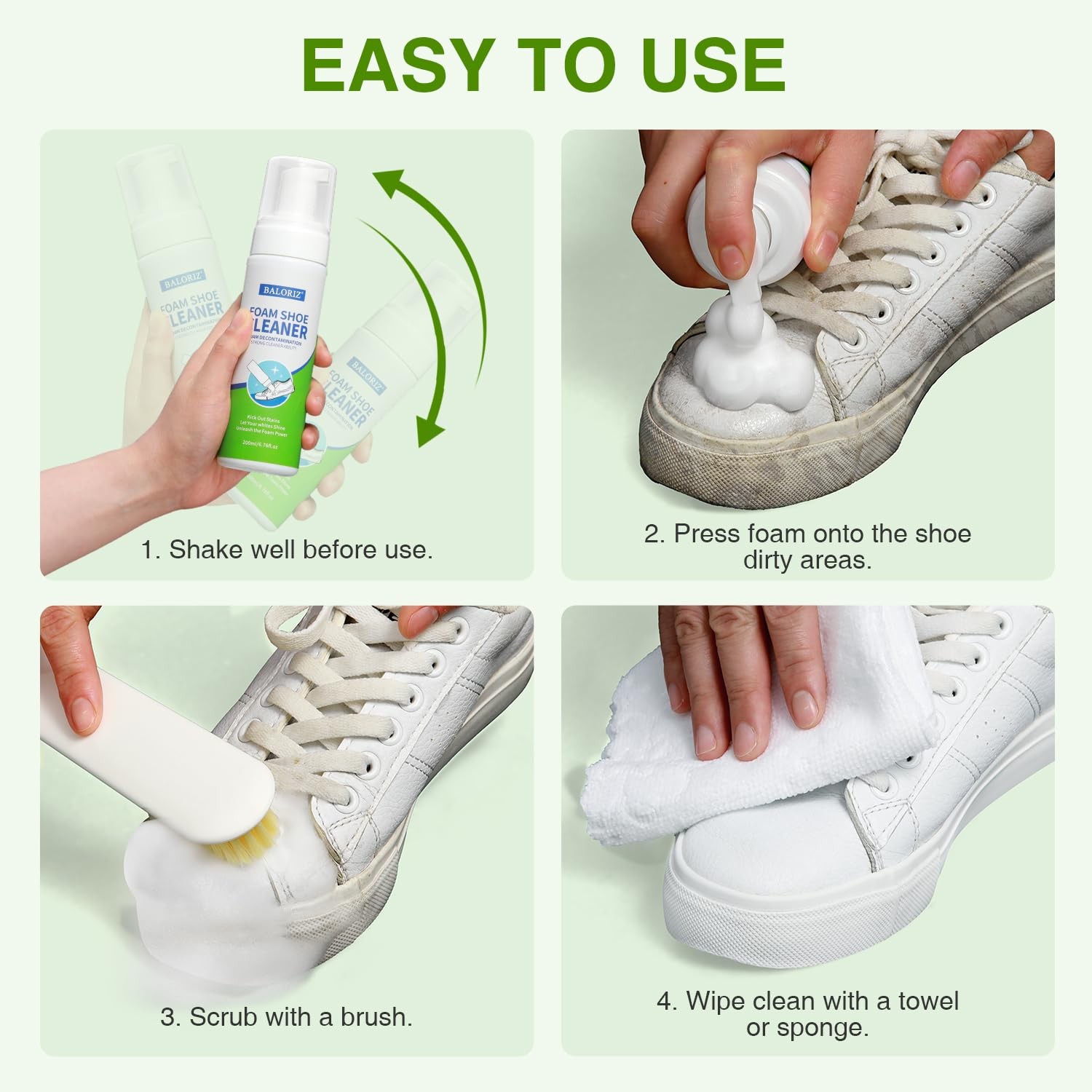 Shoe Cleaner Kit 6.76 Oz with Brush Towel for White Sneakers