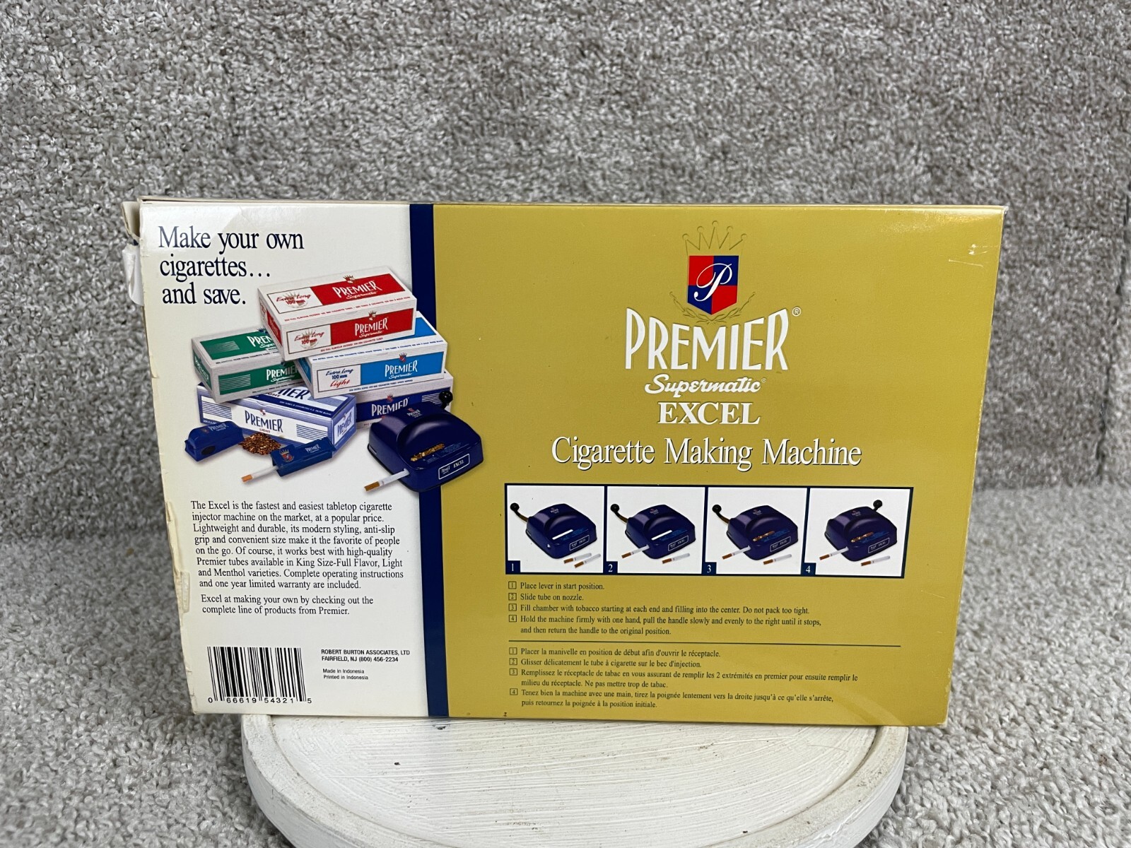 Premier Supermatic Excel Cigarette Making Machine w/ Manual 6"x2.5 Blue