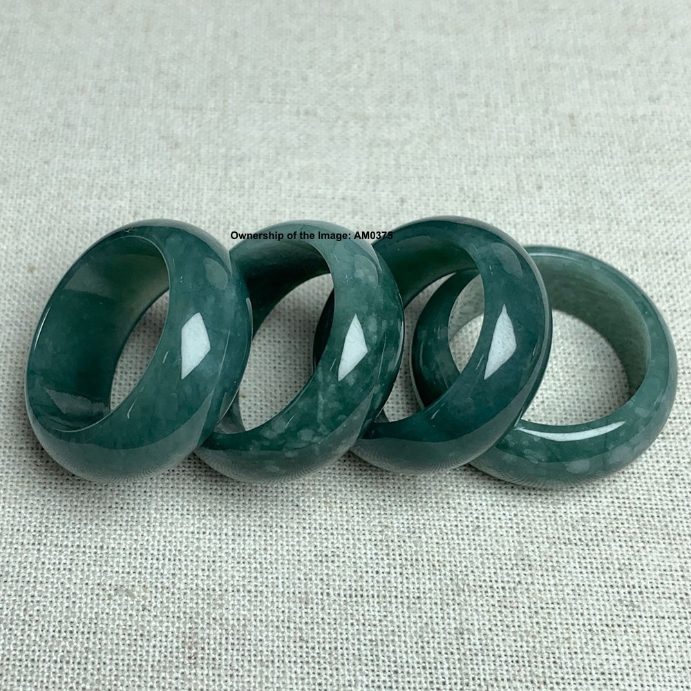 Natural Jadeite Jade Band Ring Women Men Oil-Green Natural Jade US Size 9-12