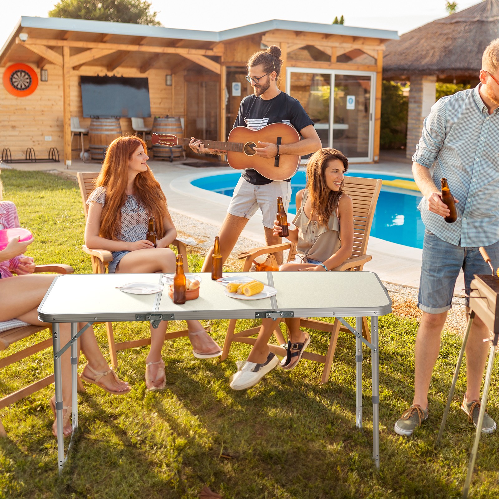 4 ft Aluminum Folding Table Portable Indoor Outdoor Picnic Camping Dinner Table