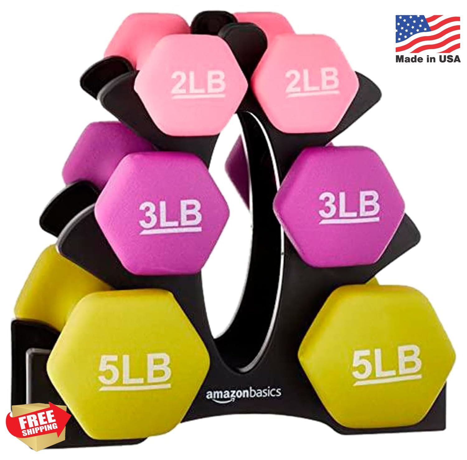 Amazon Basics Neoprene Dumbbell Hand Weights for Exercise and Muscle Toning