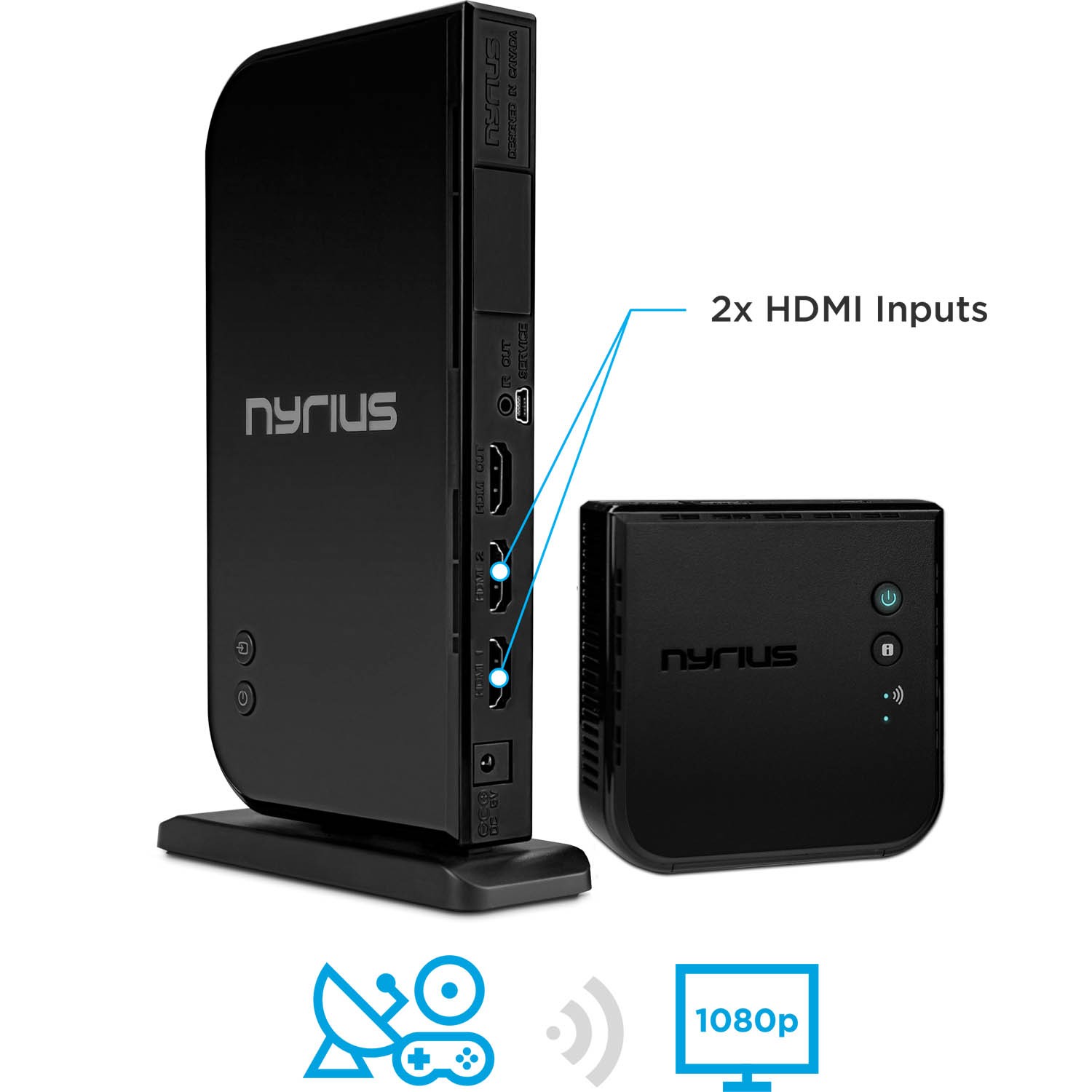 Nyrius HOME+ Wireless HDMI 2 Input Transmitter & Receiver with 2 HDMI Cables