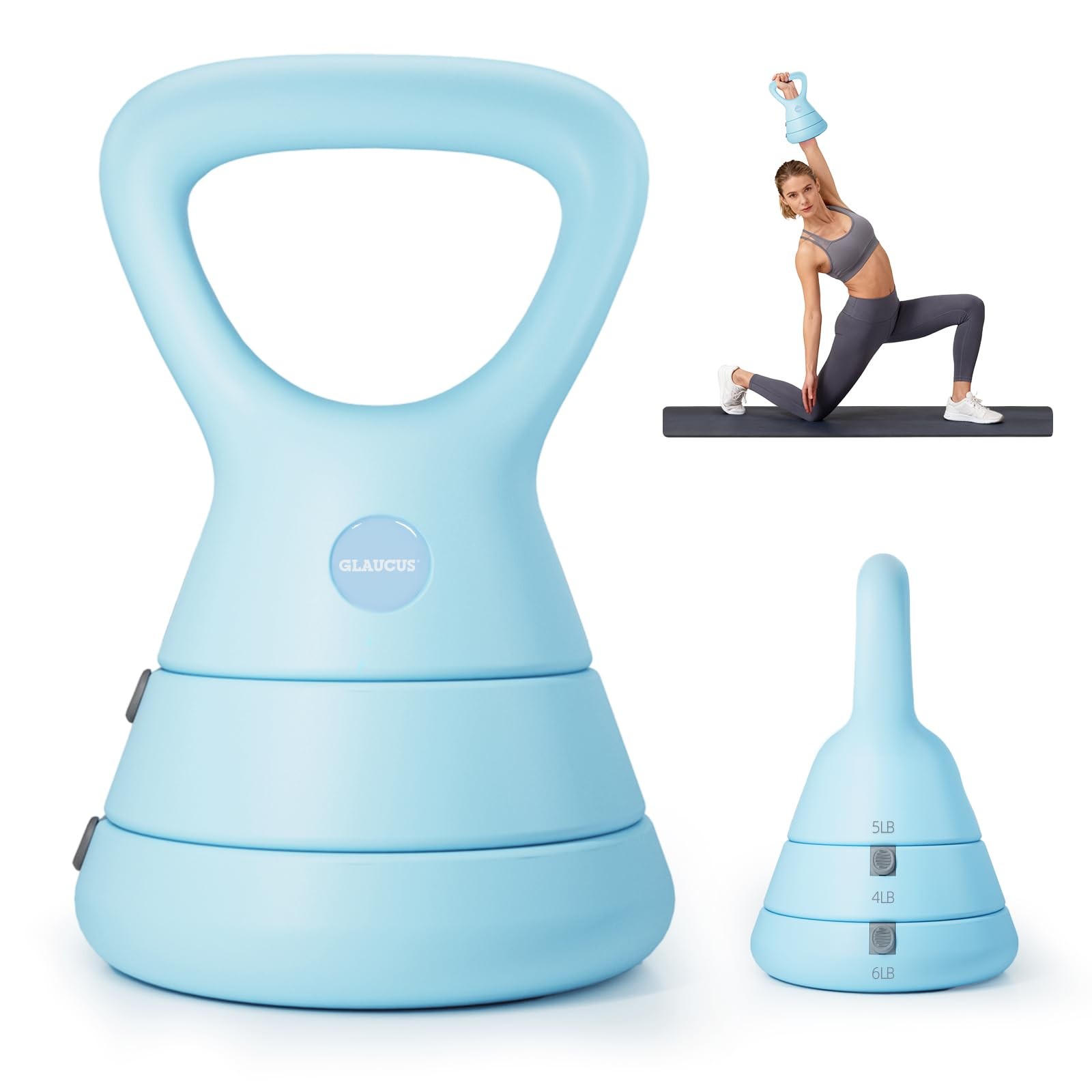 Adjustable Kettlebell, 5lb 9lb 15lb Kettlebell Weights Set, Ergonomic Design