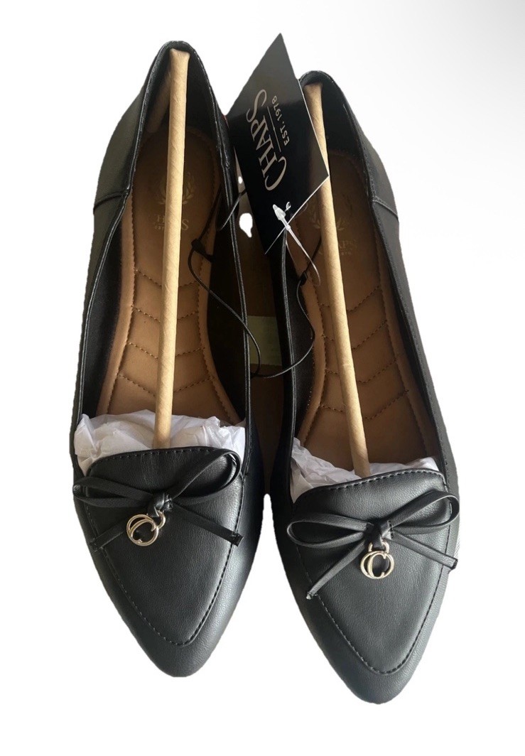 Chaps Women’s Size 11 Black Ballerina Flats Slip On Casual Loafer Shoes