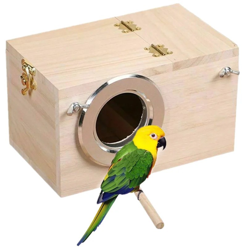 Bird Nest, Parakeet Box, Breeding Wood Budgie Parrot Sparrow 7.8” X 4.7” X 4.7”