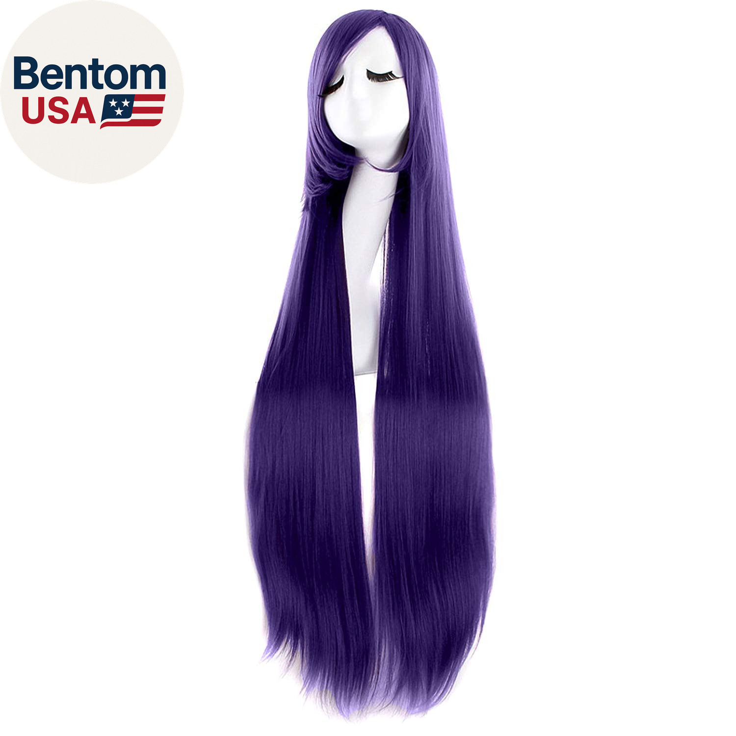 40 Inch/ 100 Cm Anime Costume Long Straight Cosplay Wig Party Wig (Dark Purple)