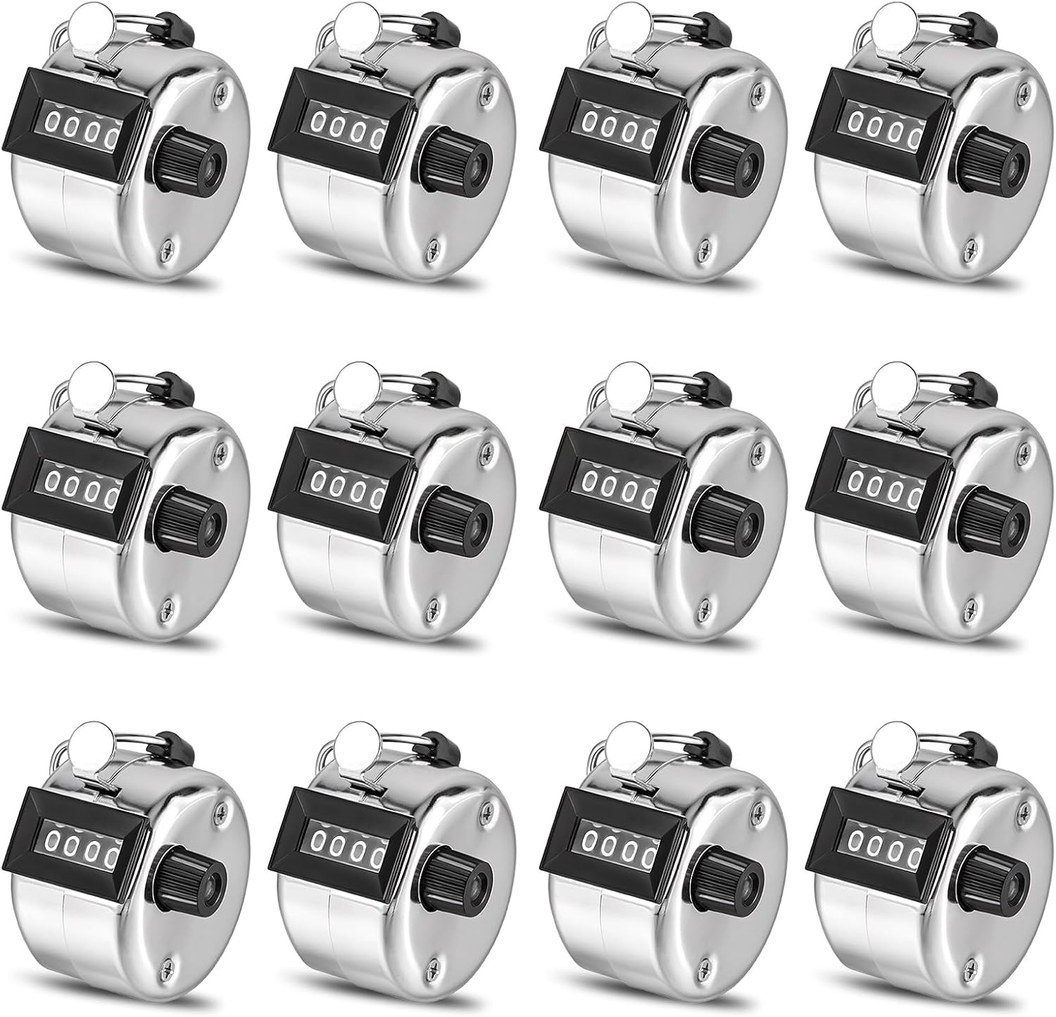 12 Pcs Hand Tally Counter 4-Digit Lap Counter Clicker, Manual Mechanical