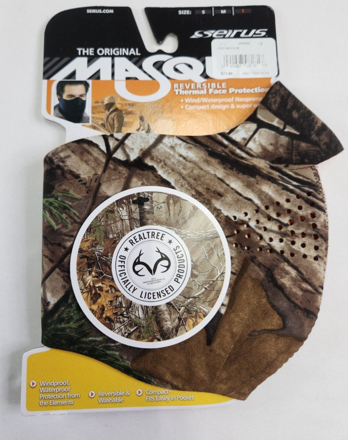 Seirus Size L Reversible Thermal Face Protection Camo or Orange Wind Water Proof