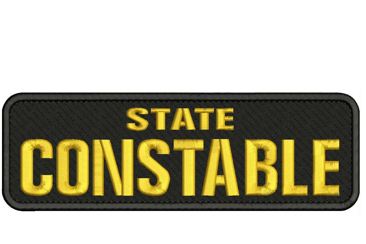 STATE CONSTABLE  EMBROIDERY PATCH 3X10 HOOK ON BACK GOLD AND ON BLACK
