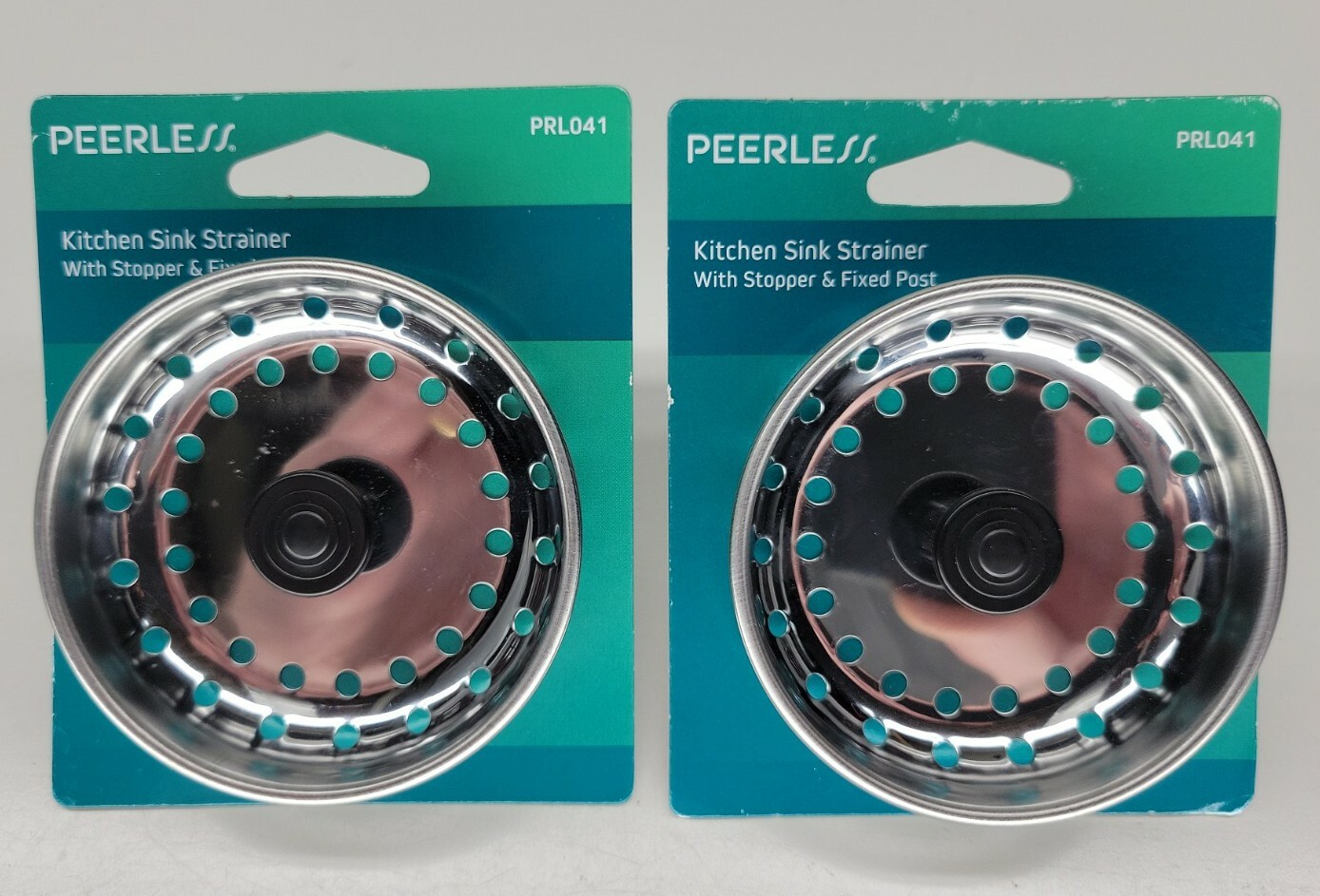 TWO KITCHEN SINK STRAINERS w/STOPPERS & POSTS PEERLESS PRL041 3 1/2" Drain