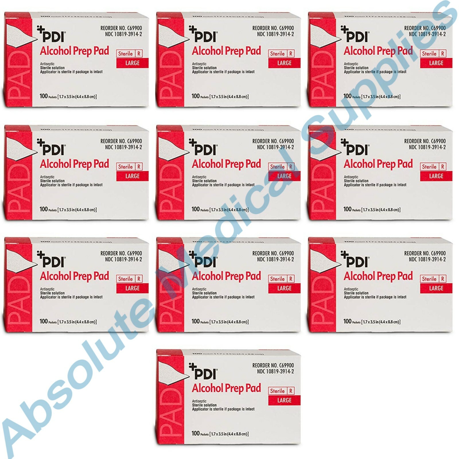 *1,000-Pieces* PDI Alcohol Prep Pad 70% Isopropyl Alcohol Large Sterile C69900