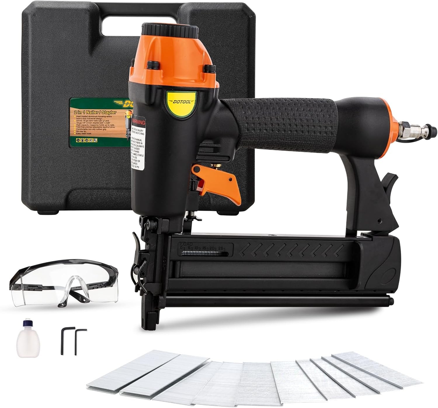 Pneumatic Brad Nailer,18 Gauge,2 in 1 Air Nail Gun Staple Gun