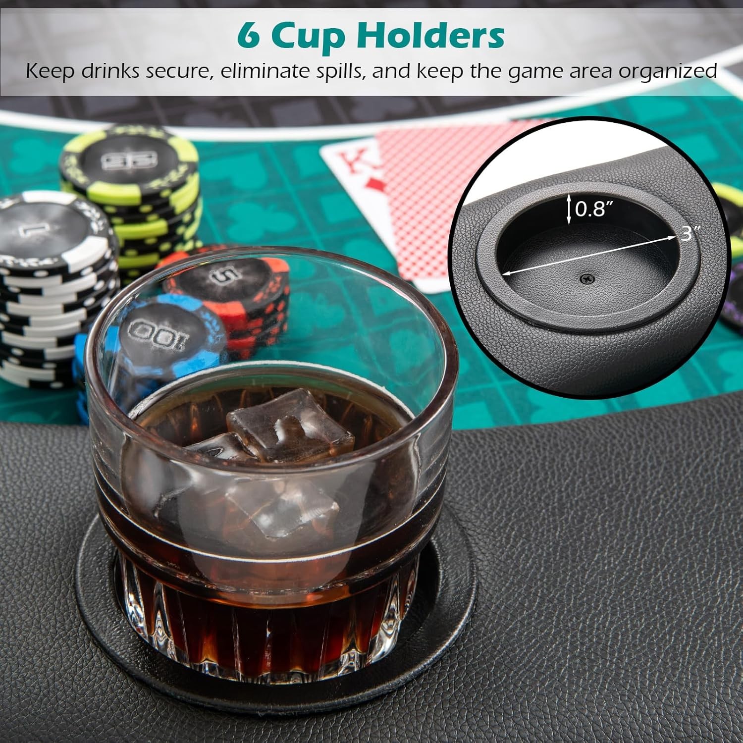 48" Poker Table Top, 6 Player Foldable round Blackjack Poker Table Topper W/Carr