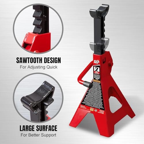 Torin Steel Jack Stands: 2 Ton (4,000 lb) Capacity, 1 2 ton Red Basic Style