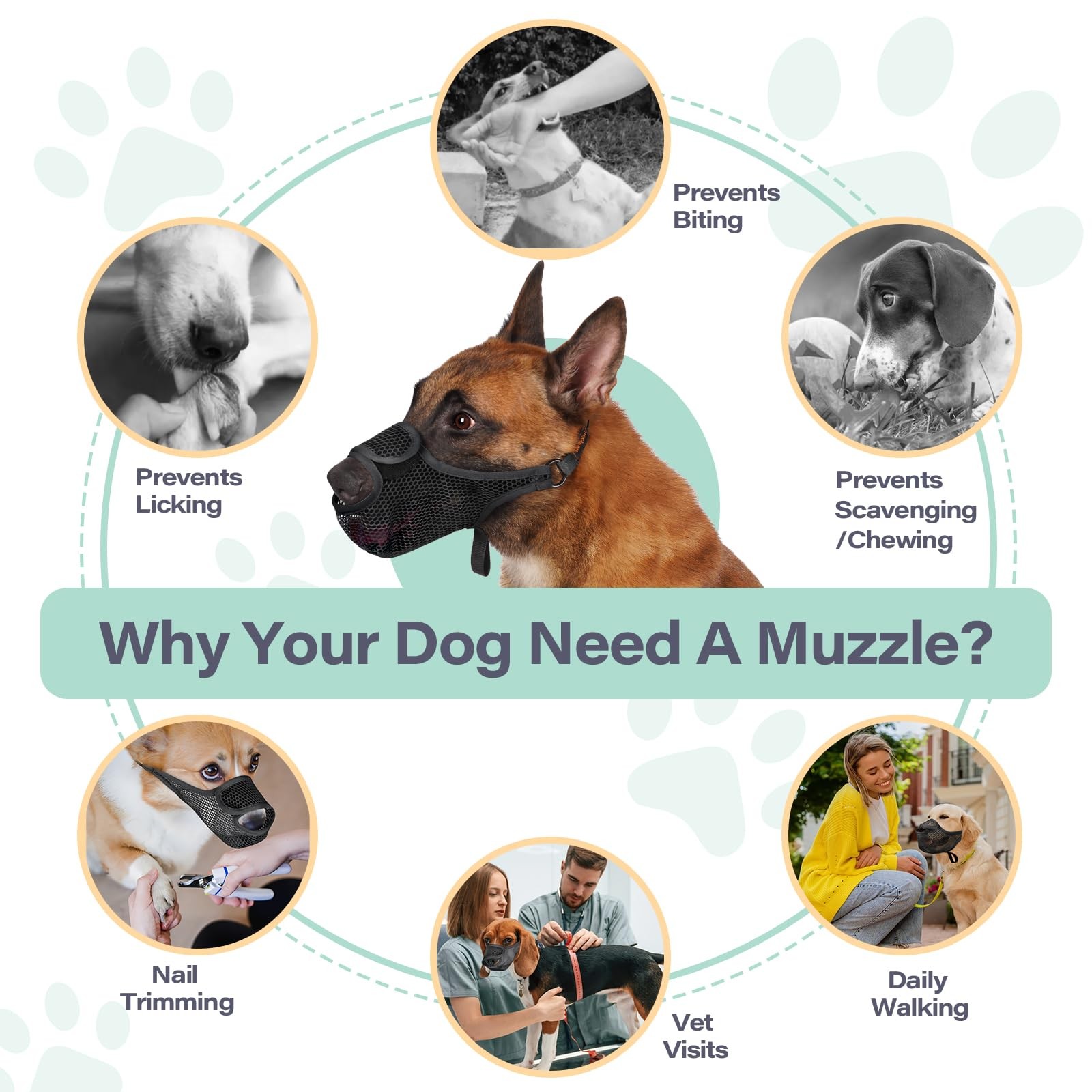 Dog Muzzle for Large Medium Small Dogs, Mesh Muzzle to Prevent Biting Chewing...