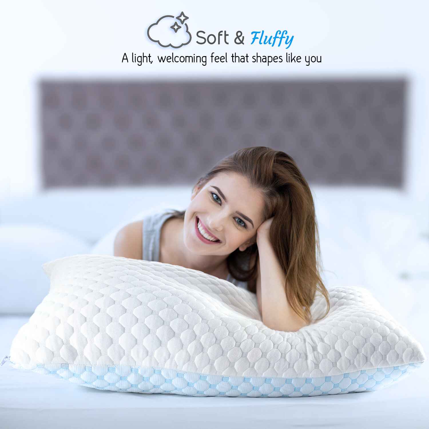 Memory Foam Cooling Pillow Heat and Moisture Reducing Ice Silk and Gel Infused