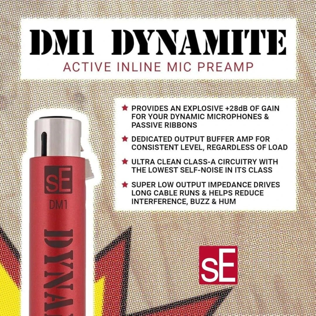 2 - Used sE Electronics Dynamite DM1 Inline Microphone Preamp 28dB Gain