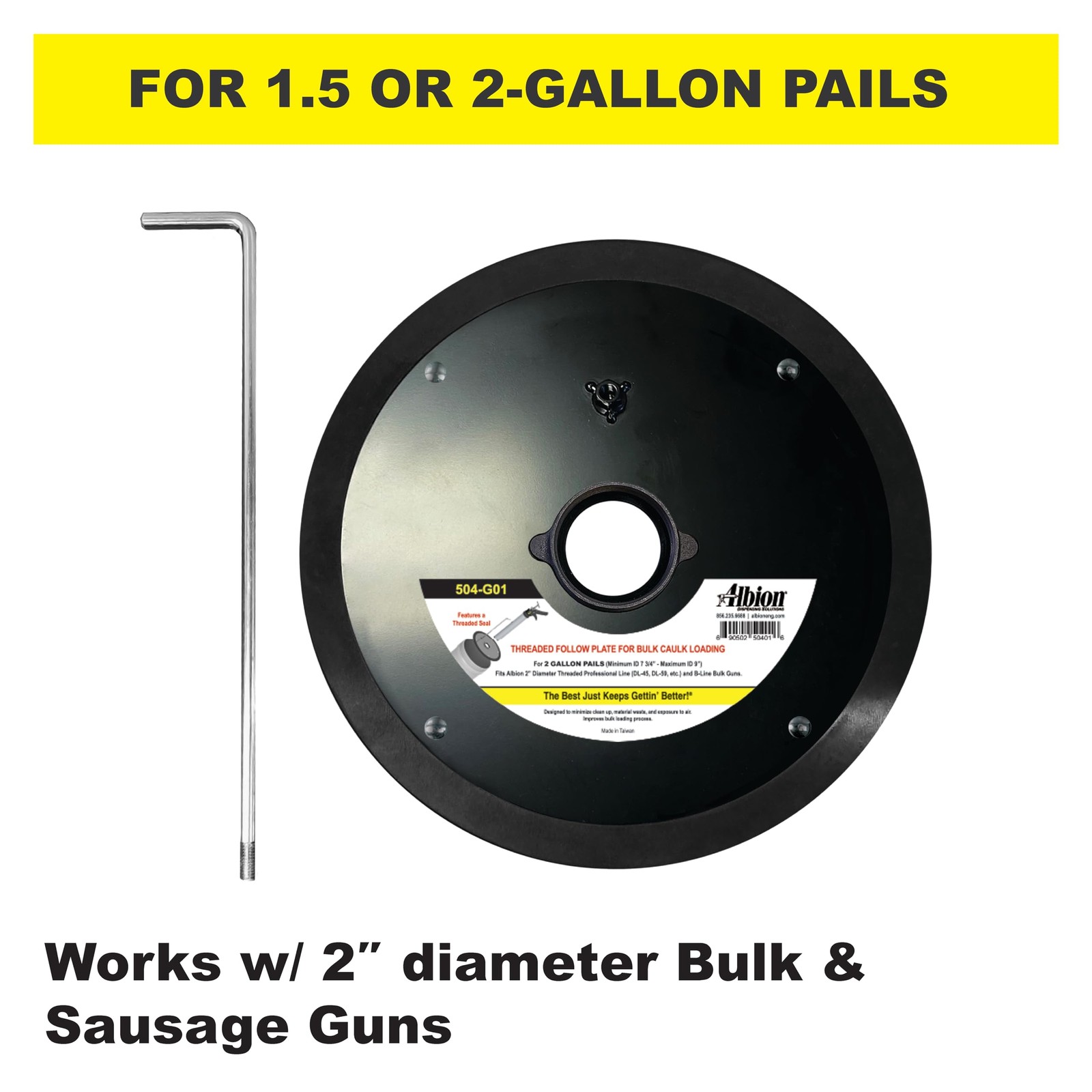Engineering 504-G01 Threaded Follow Plate for 2 Gallon Pail