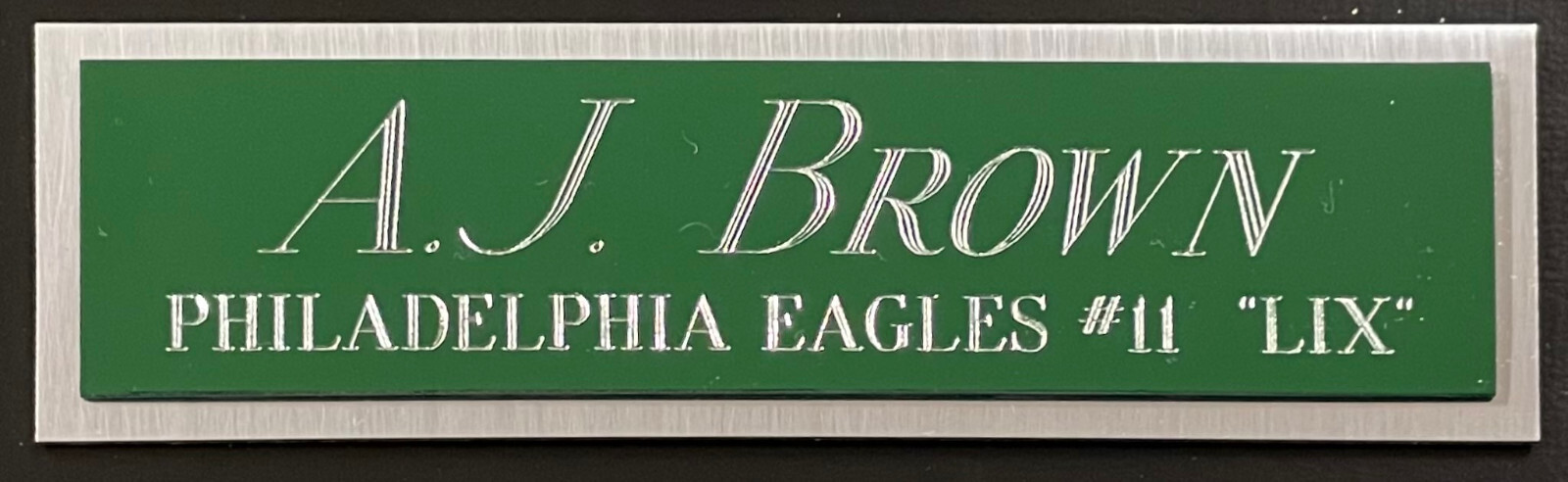 A.J. BROWN EAGLES NAMEPLATE FOR AUTOGRAPHED Signed Football HELMET JERSEY PHOTO