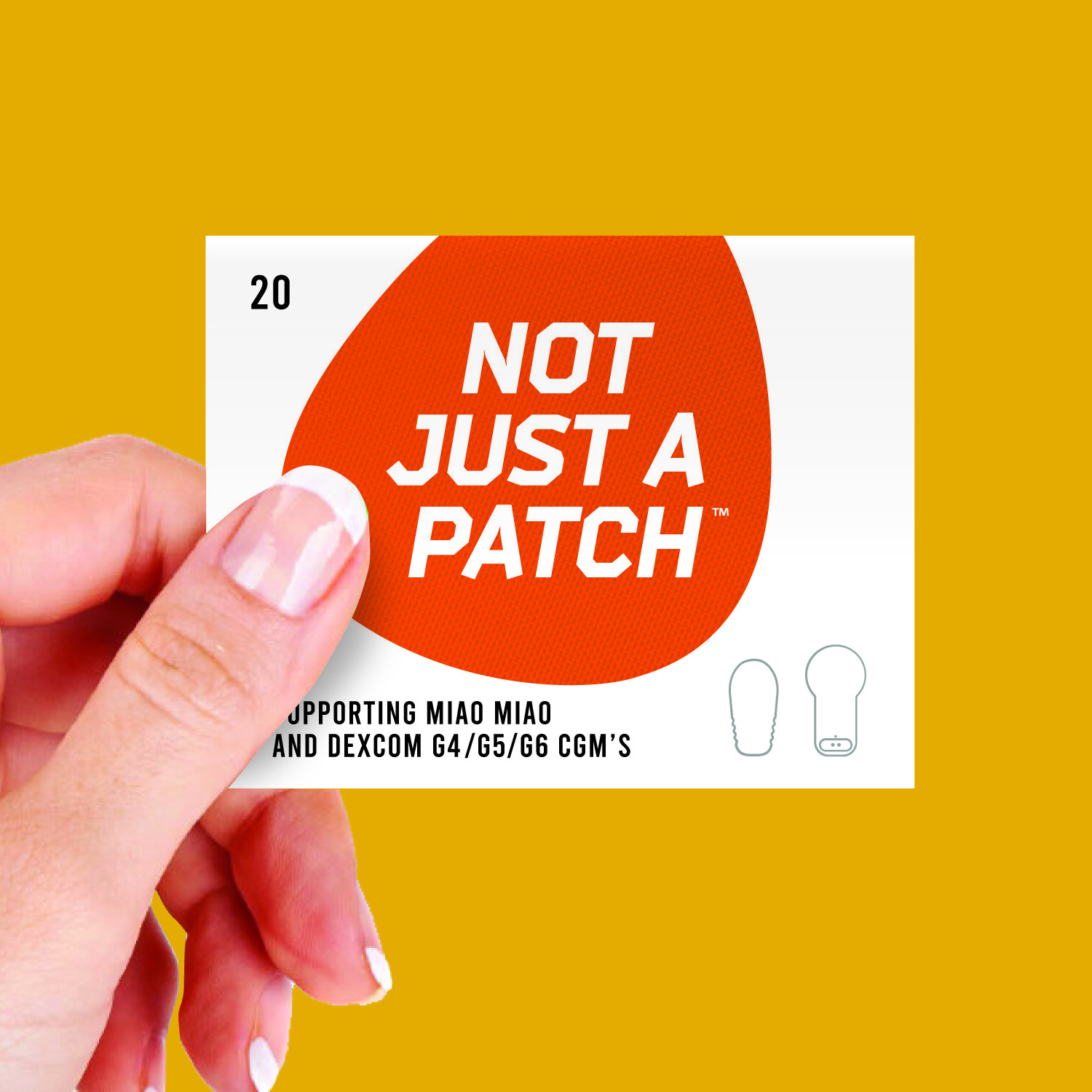 Not Just a Patch CGM Patch Dexcom G4/G5/G6 or MiaoMiao Libre Orange 20 Pack