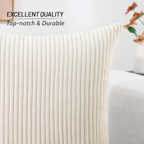 Corduroy Christmas Throw Pillow Covers 18x18 18" x 18" (Pack of 2) Cream White