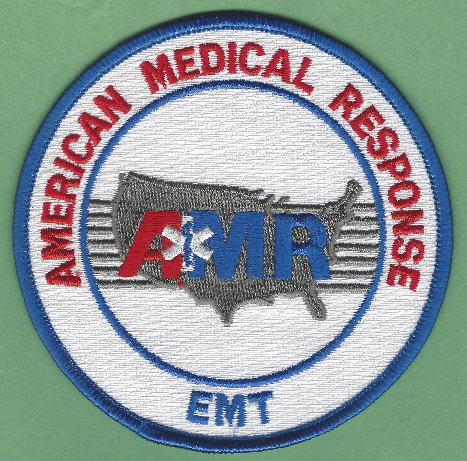 AMR AMERICAN MEDICAL RESPONSE EMT EMERGENCY MEDICAL TECHNICIAN PATCH WHITE