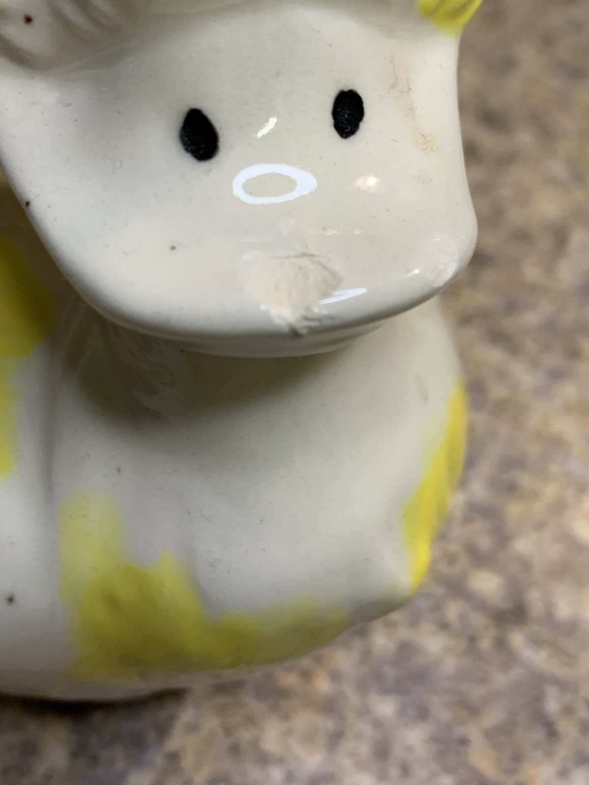 Vtg MCM Glazed Ceramic Duck Pulling Cart Planter - READ