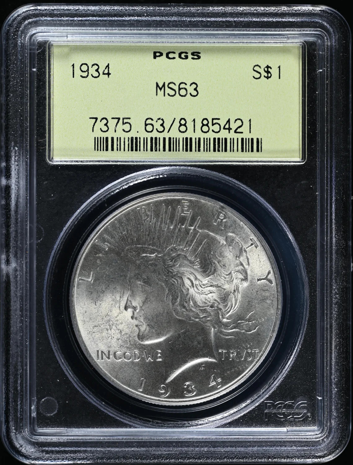 1934 P Peace Silver Dollar PCGS MS-63