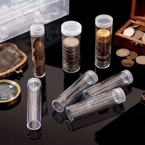 34 Pcs Coin Tubes Assorted Sizes with 1 Plastic Storage Box Assorted Coins 35