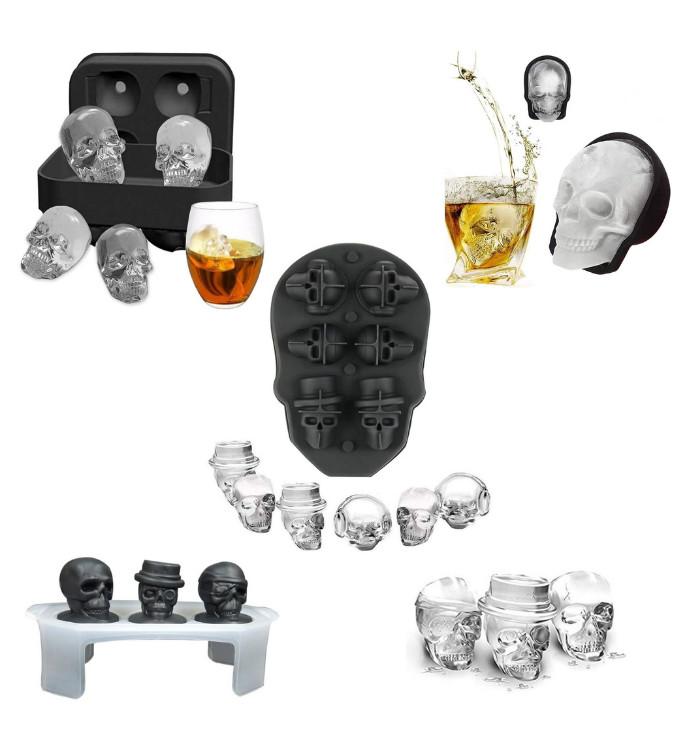 Ice Tray - Assorted Skulls 4 pack - Modeling Chocolate & Ice