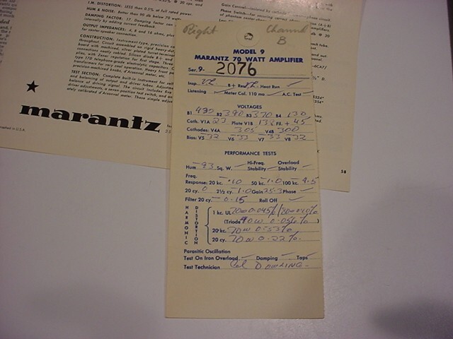 WOW! MARANTZ MODEL 9 factory parts and literature,instruction manual,MORE+++