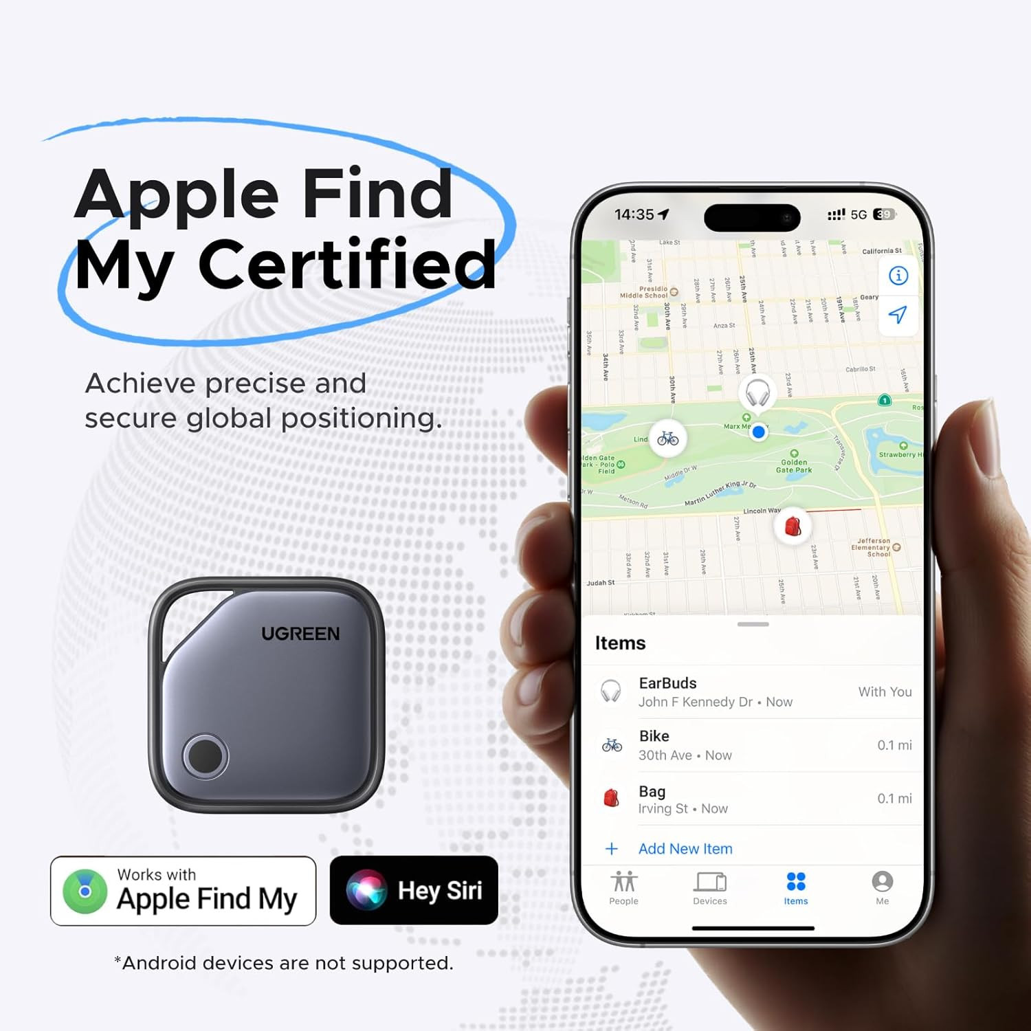 UGREEN Finetrack Air Tracker Tags (Ios Only) 4 Pack, 2-Year Replaceable Battery